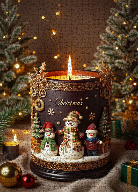 Christmas Candle Snowman Jigsaw Puzzle