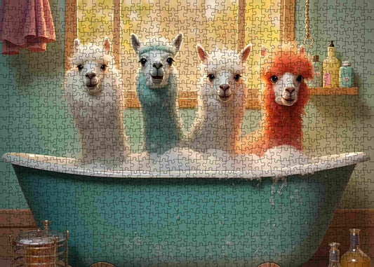 Colorful Alpaca in Bathtub Jigsaw Puzzle