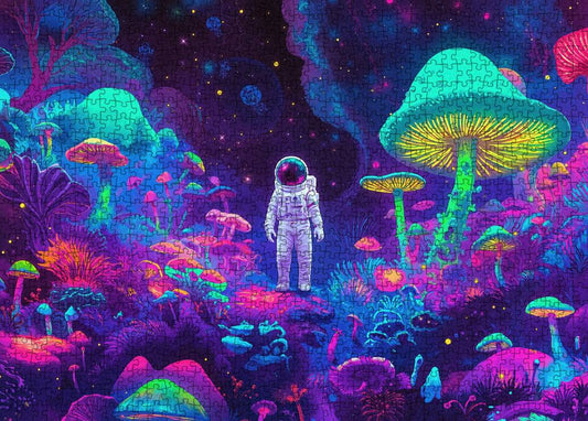 Astronaut and Giant Mushroom Jigsaw Puzzle