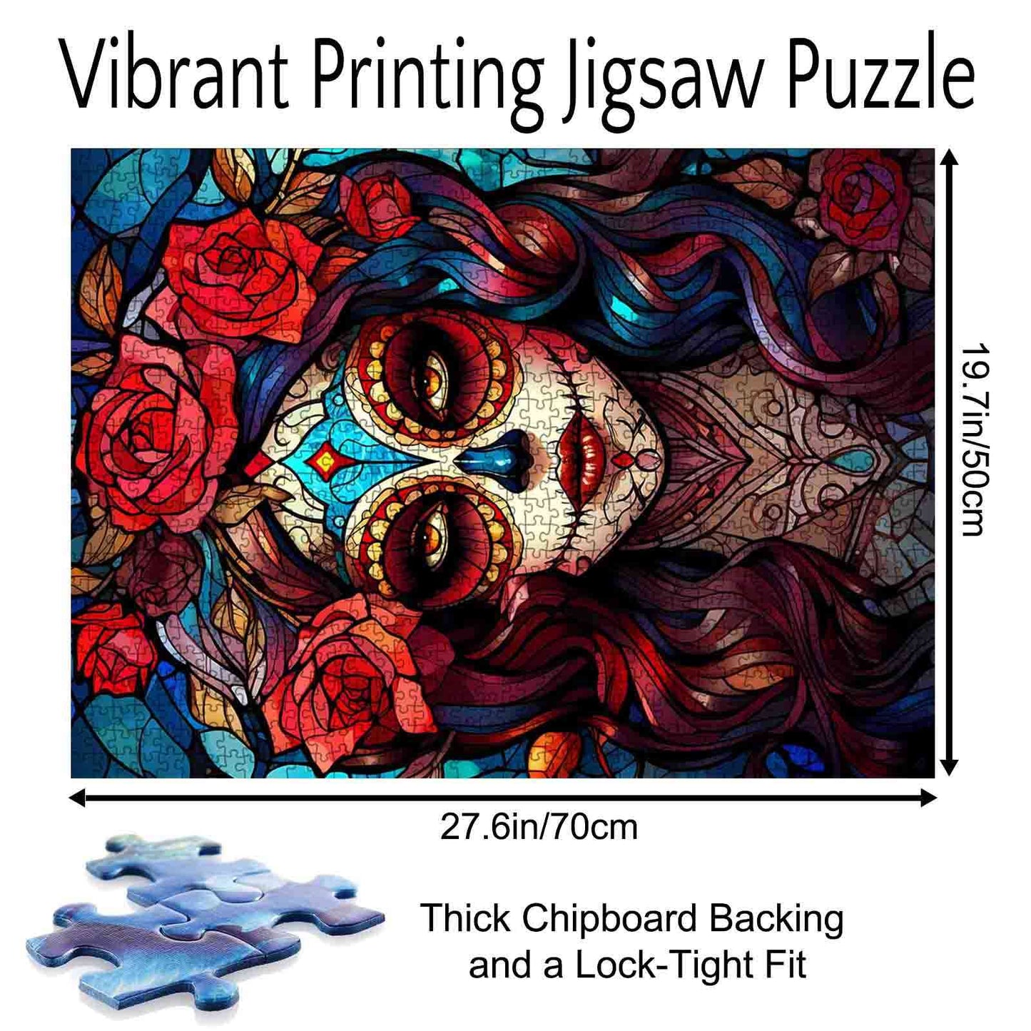 Mystical Sugar Skull Woman with Roses Jigsaw Puzzle