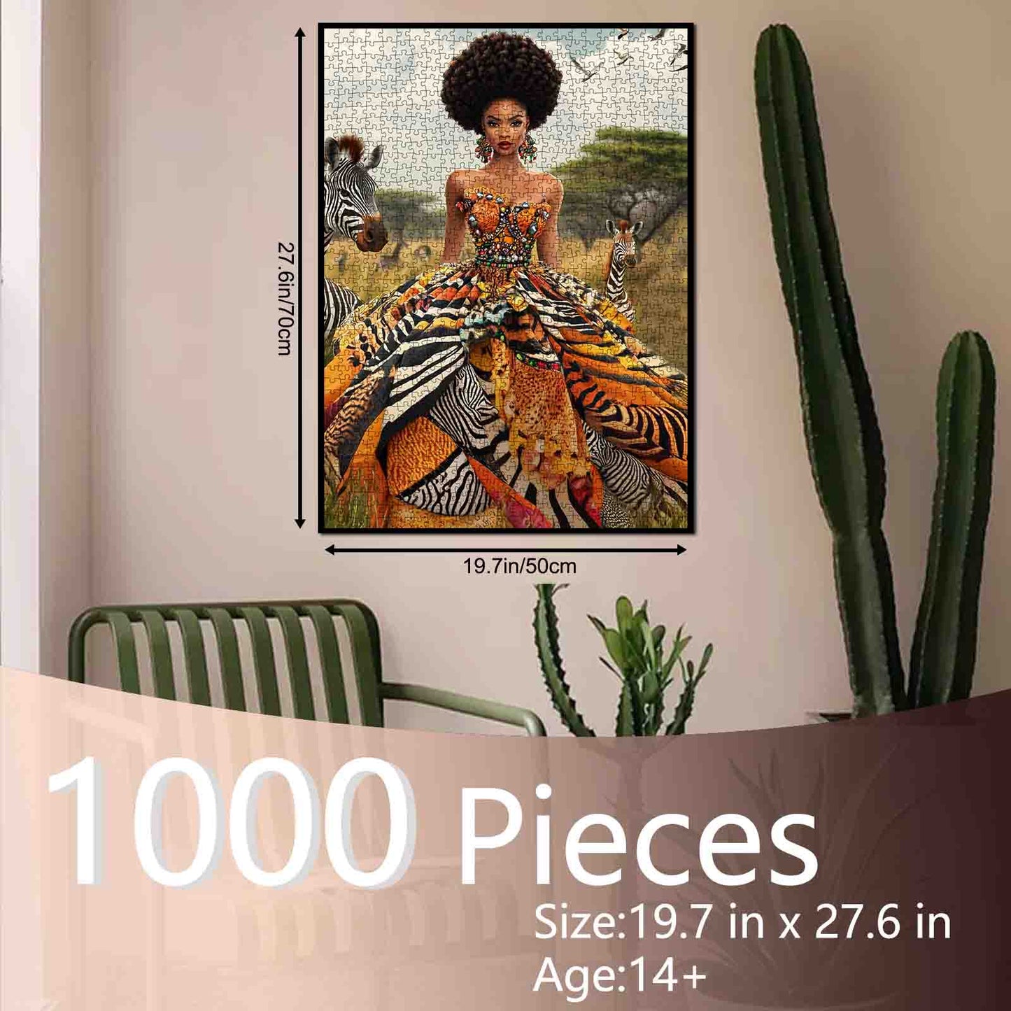 Regal African Beauty in Wild Pattern Gown Jigsaw Puzzle