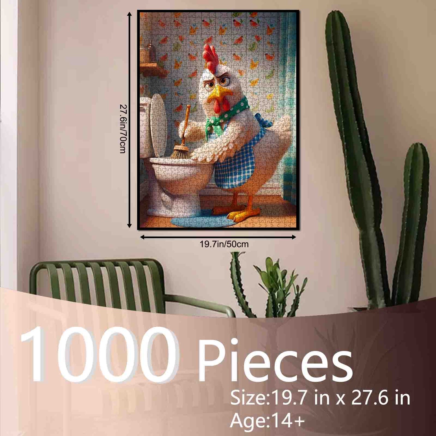 Grumpy Chicken Cleaning Bathroom Jigsaw Puzzle