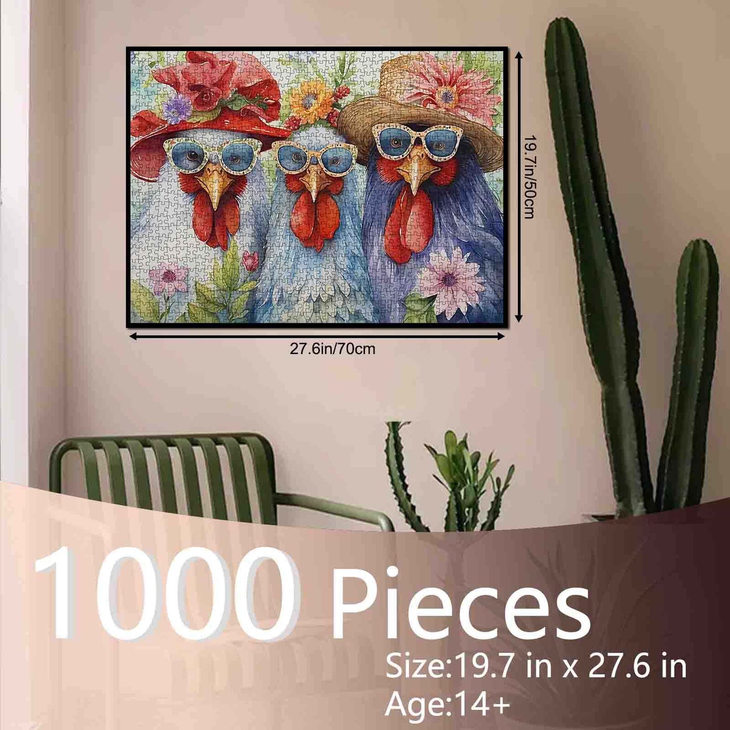 3 Blue Roosters Jigsaw Puzzle