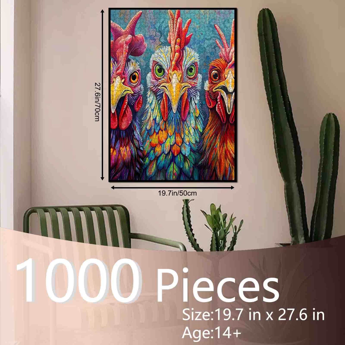 3 Colorful Rooster Jigsaw Puzzle