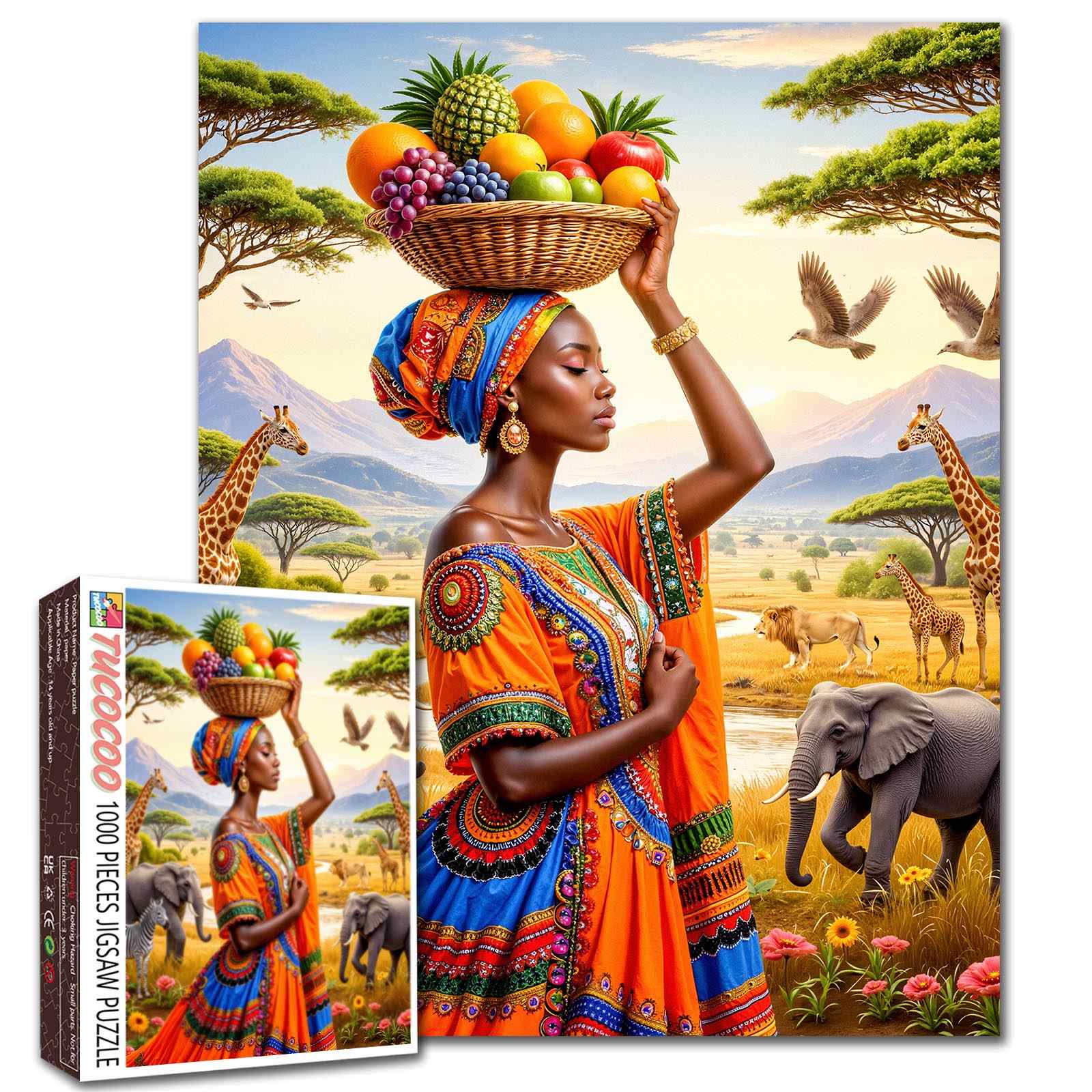 African Beauty Fruit Basket Savanna Jigsaw Puzzle – Tucocoo