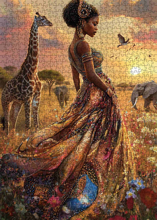 African Queen in Sunset Field Jigsaw Puzzle