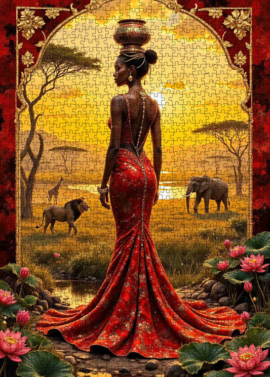African Sunset Queen Wildlife Elegance Jigsaw Puzzle