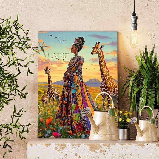 African Queen with Giraffes Paint by Numbers