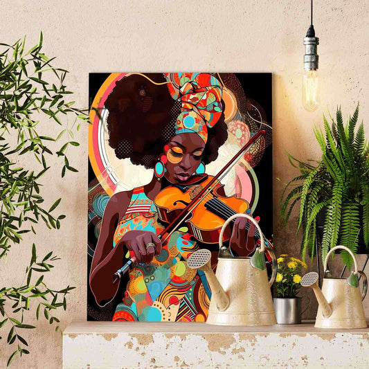 Afro Violinist in Rhythm Paint by Numbers