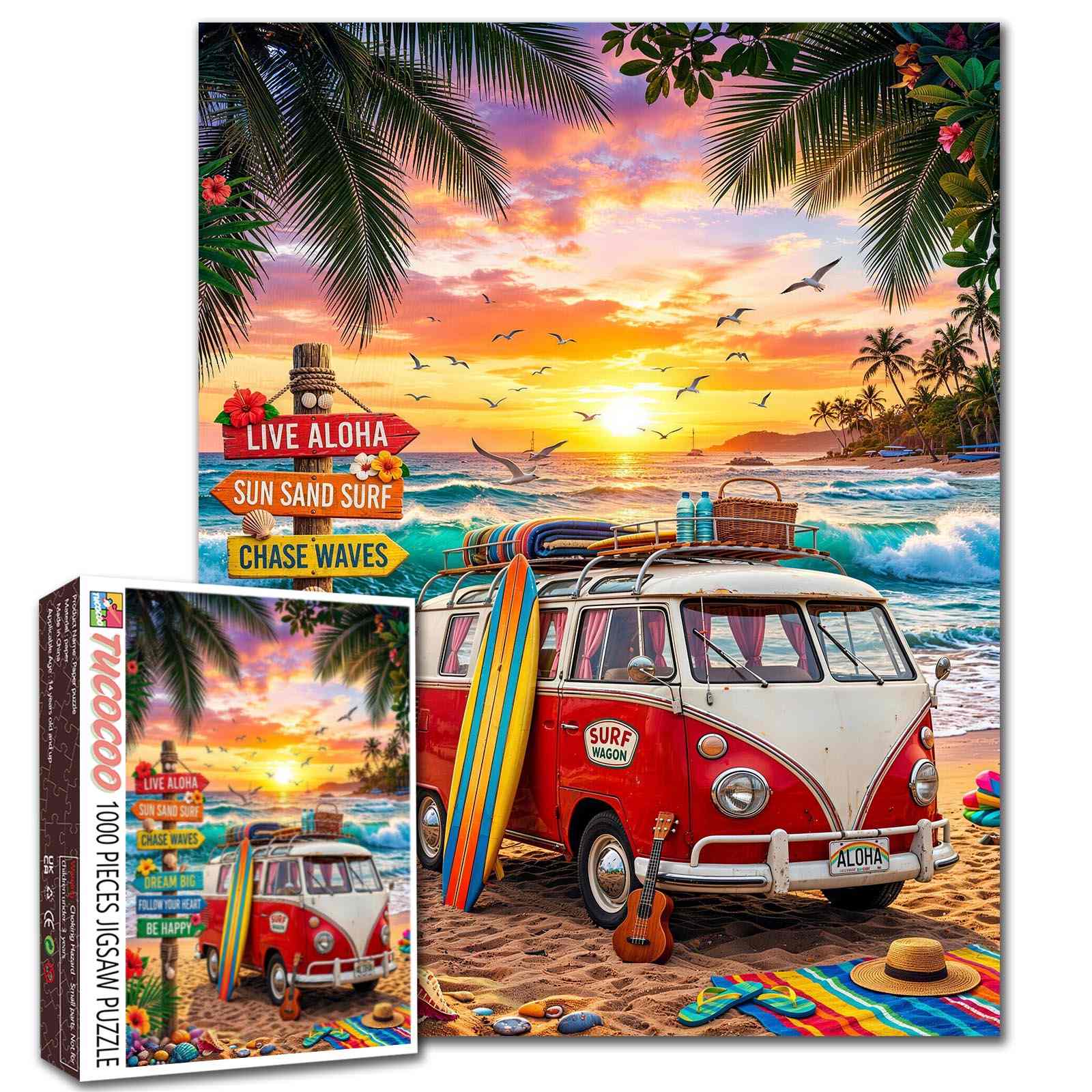 Aloha Surf Wagon Sunset Jigsaw Puzzle – Tucocoo
