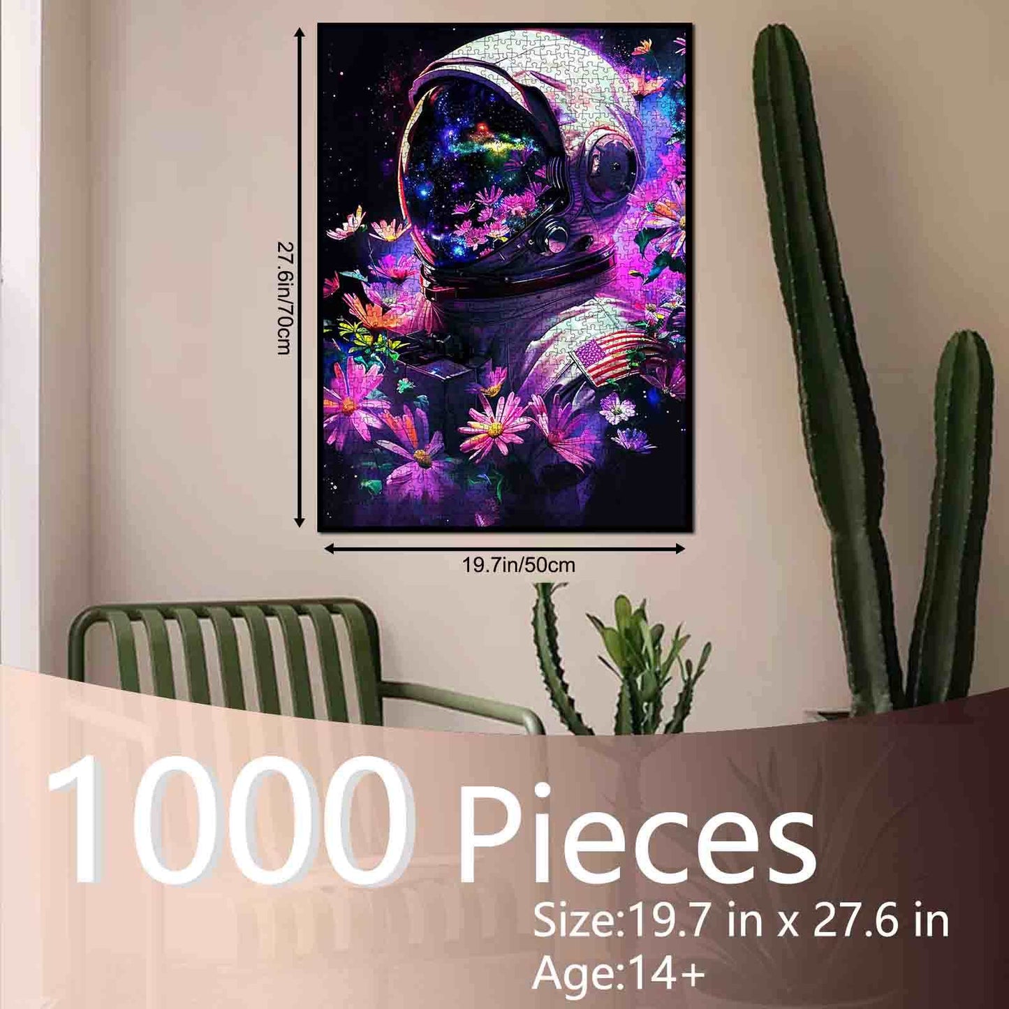 American Astronaut Among Flowers Jigsaw Puzzle