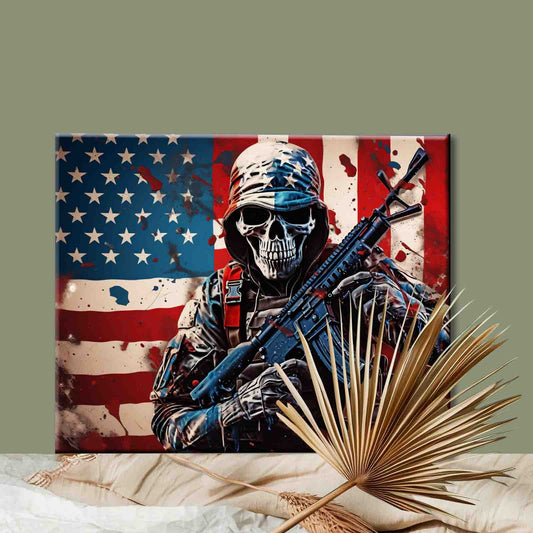 American Soldier Skull Warrior Paint by Numbers