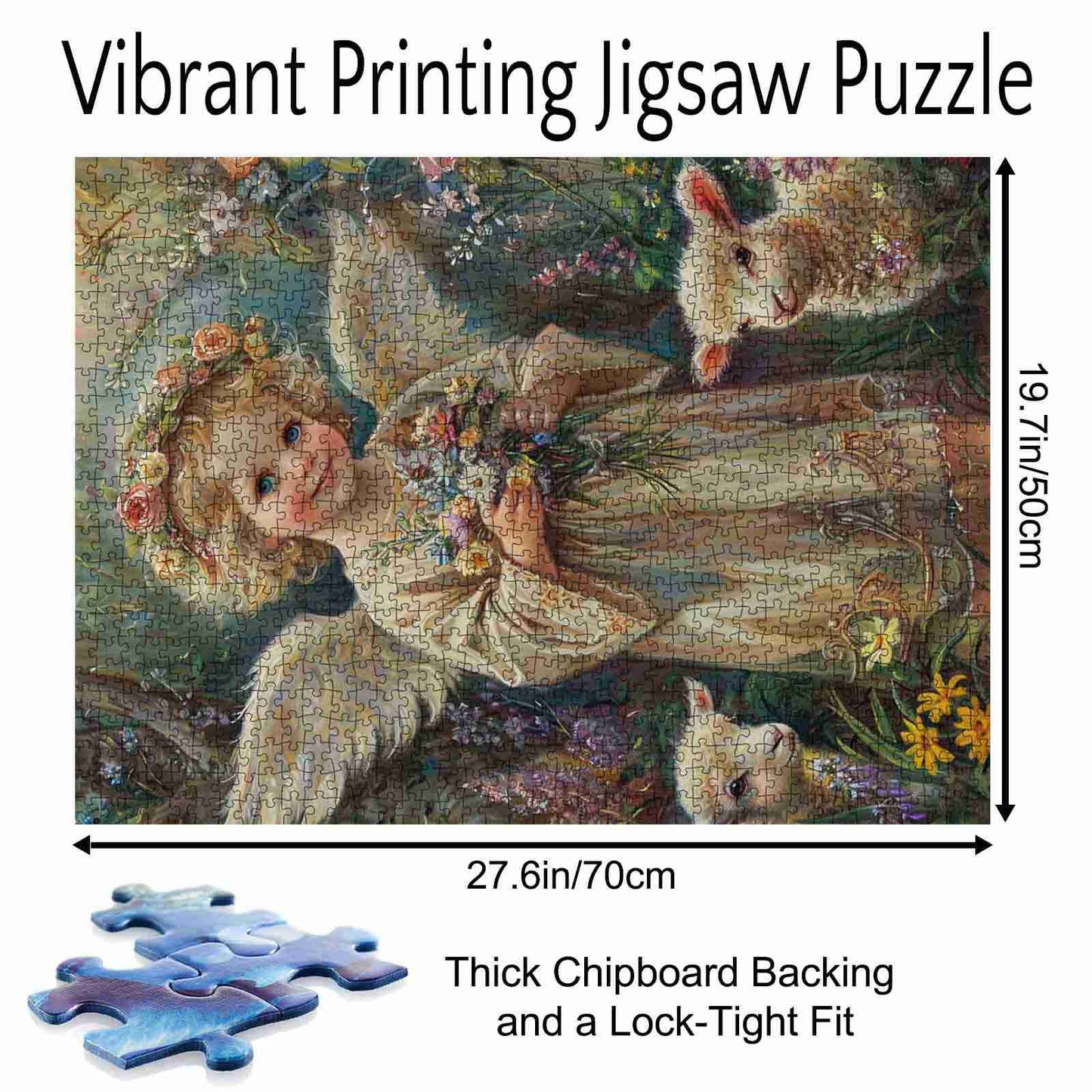 Angel Girl with Flowers and Lamb Jigsaw Puzzle