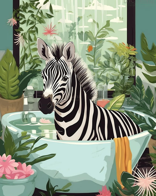 Zebra in the Bathtub Paint by Numbers