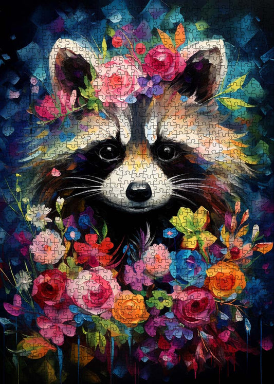 Raccoon Floral Jigsaw Puzzle