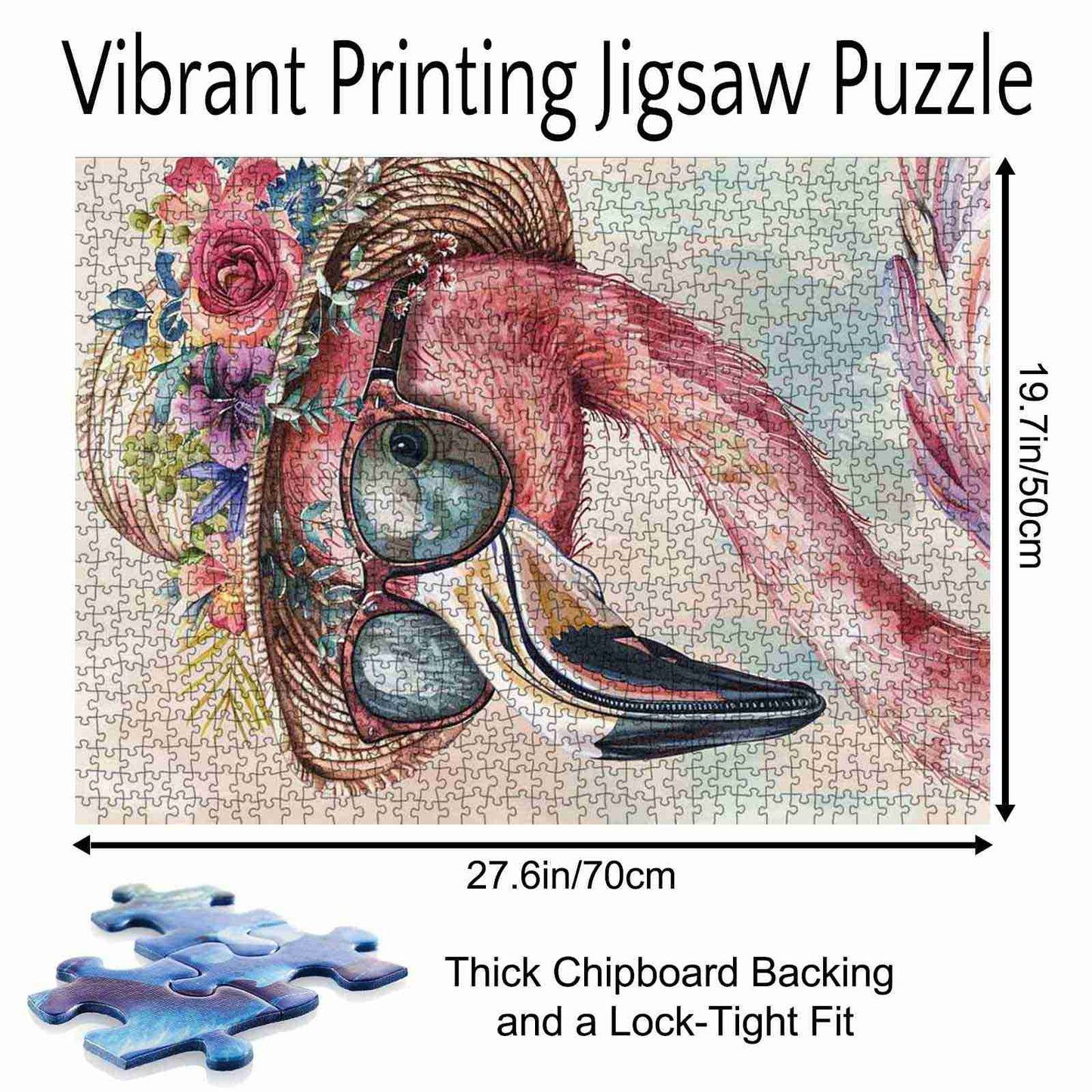 Flamingo with Flower Crown Jigsaw Puzzle