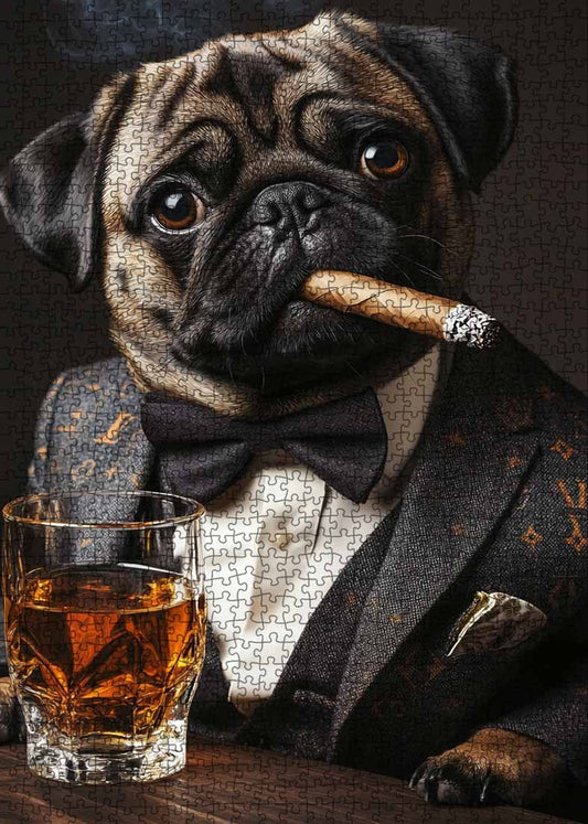 Pug in Tuxedo with Cigar Jigsaw Puzzle