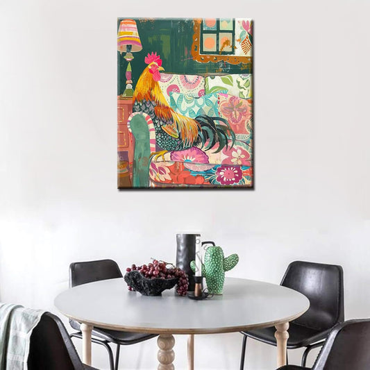 Rooster Laying on Sofa Paint by Numbers