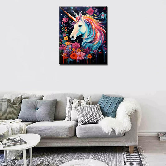 Colorful Unicorn and Flowers Paint by Numbers