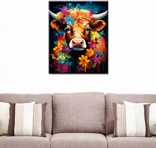 Colorful Flowers and Alpine Cattle Paint by Numbers