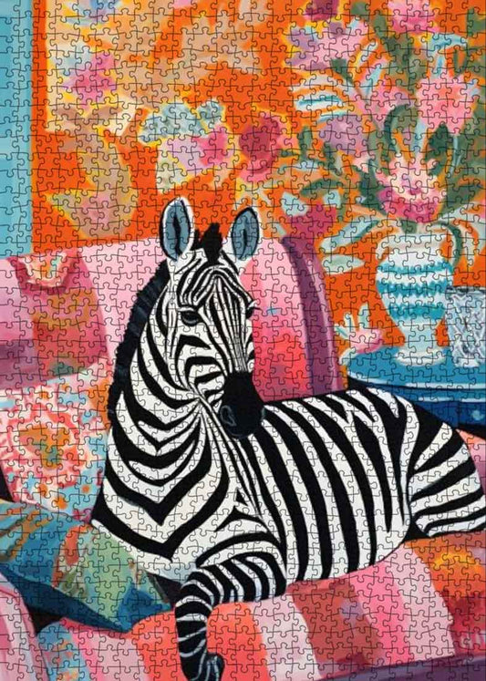 Stylish Zebra on a Colorful Sofa Jigsaw Puzzle