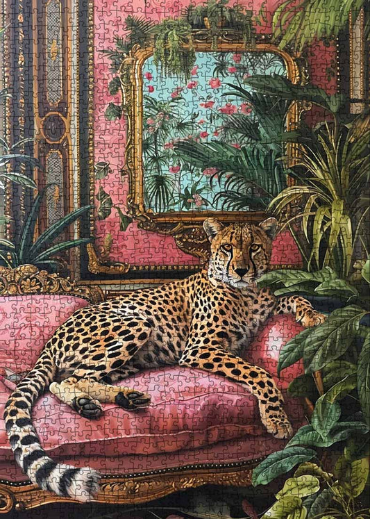 Majestic Cheetah on Royal Sofa Jigsaw Puzzle