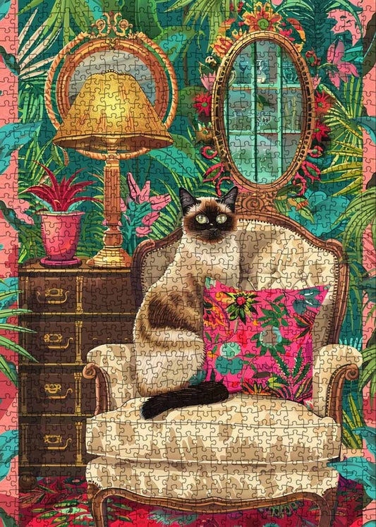 Sophisticated Cat on Elegant Armchair Jigsaw Puzzle