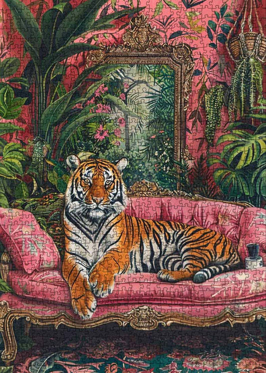 Regal Tiger on a Velvet Sofa Jigsaw Puzzle