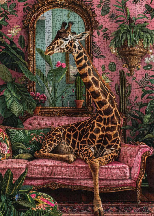 Graceful Giraffe on a Velvet Sofa Jigsaw Puzzle