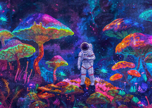 Astronaut and Giant Mushroom Jigsaw Puzzle