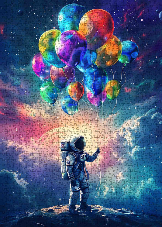 Astronaut in Colourful Space Starry Sky Jigsaw Puzzle