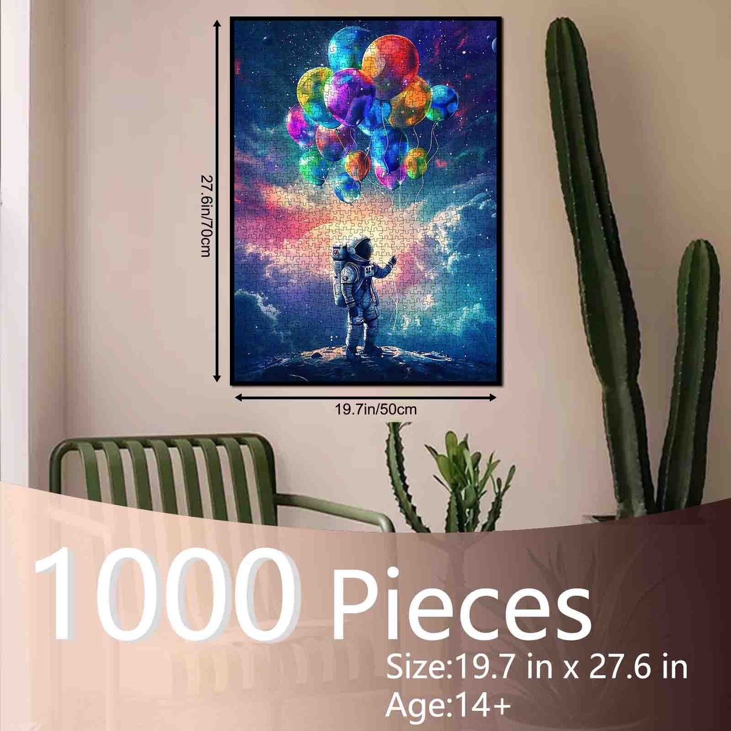 Astronaut in Colourful Space Starry Sky Jigsaw Puzzle