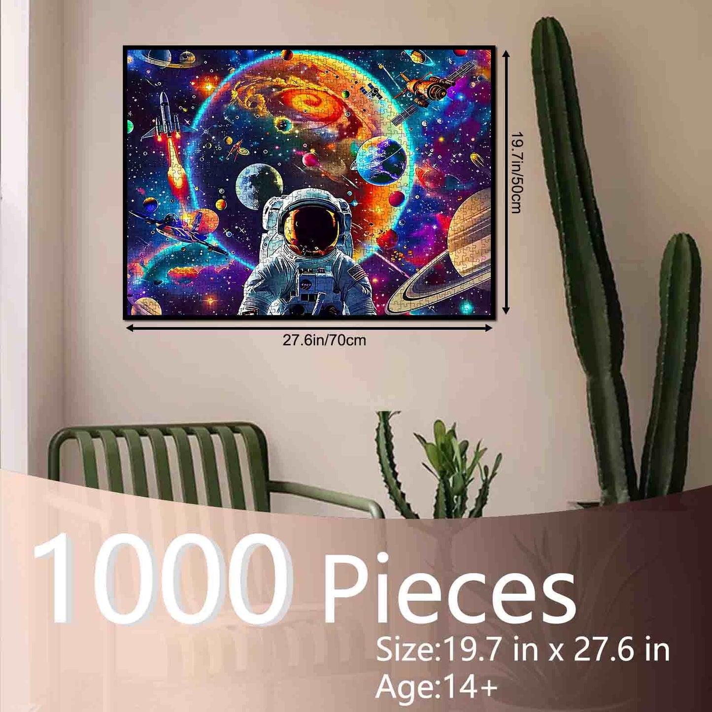 Astronaut with Galaxy and Spaceship Jigsaw Puzzle