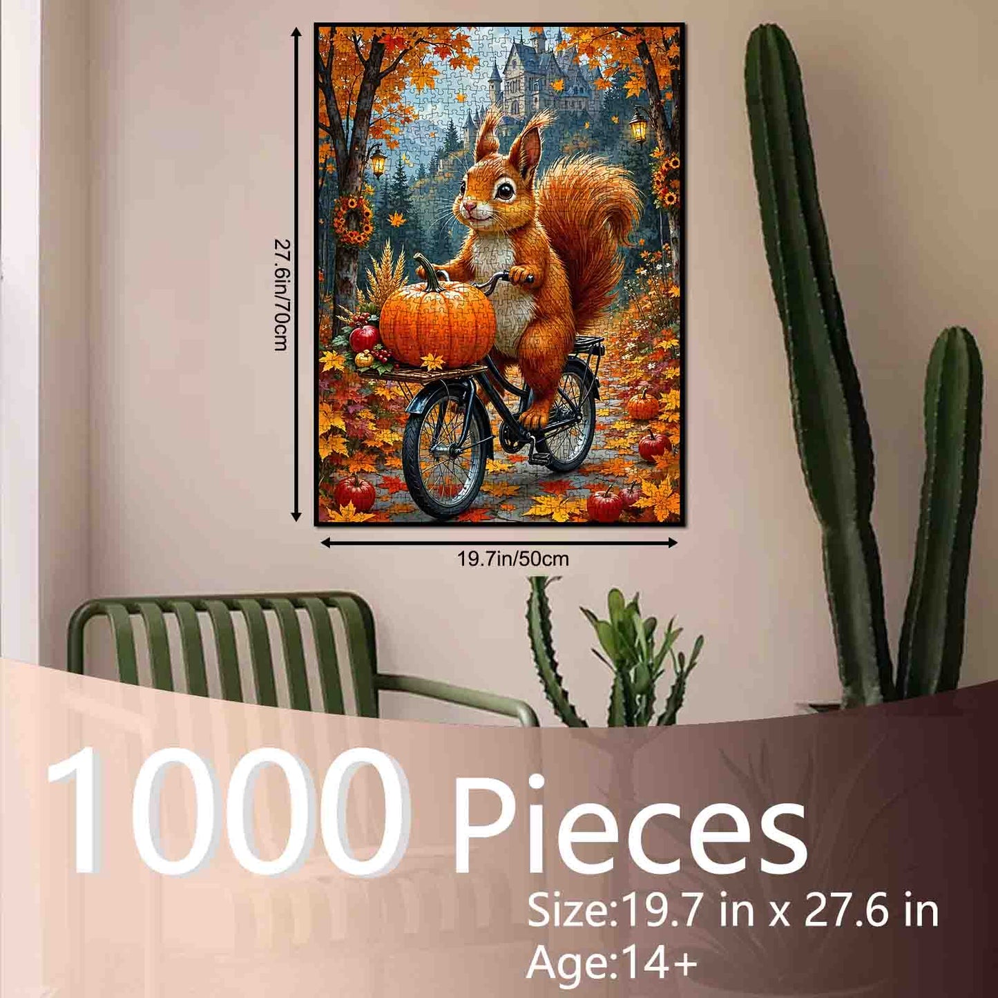 Autumn Forest Ride with Pumpkin Squirrel Jigsaw Puzzle