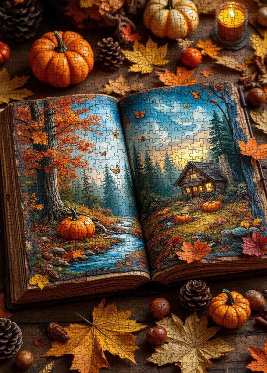 Autumn Storybook Cabin Jigsaw Puzzle