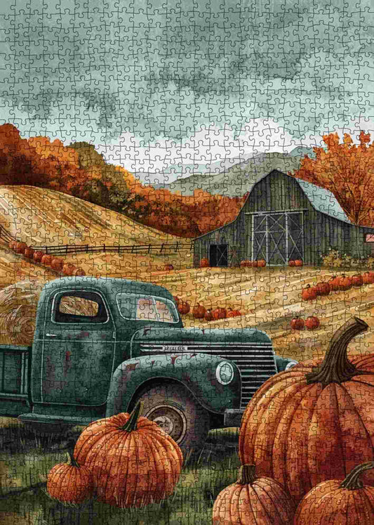 Autumn Truck and Pumpkin Farm Jigsaw Puzzle
