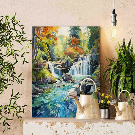 Autumn Forest Waterfall Paint by Numbers