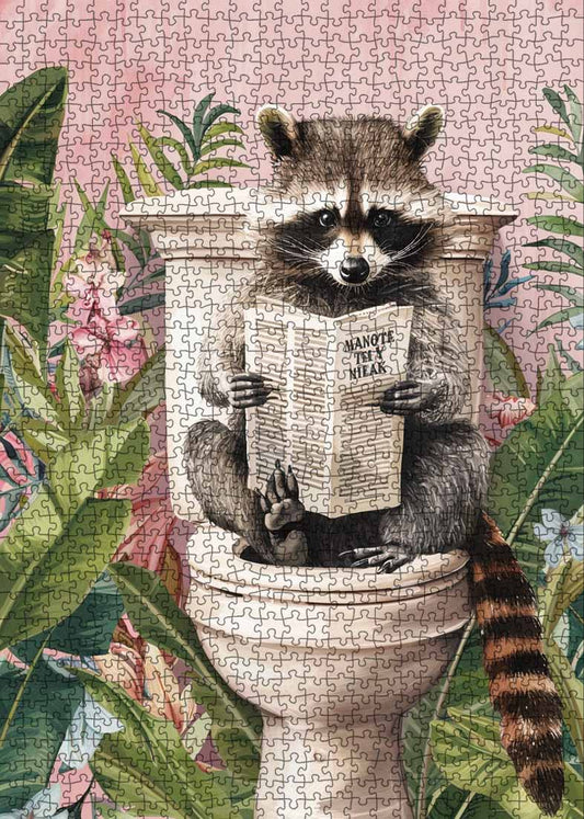 Raccoon on Toilet Jigsaw Puzzle
