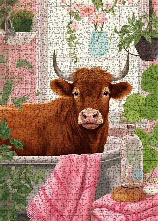 Cow in the Bathroom Jigsaw Puzzle