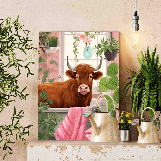 Bathtub Highland Cow Paint by Numbers