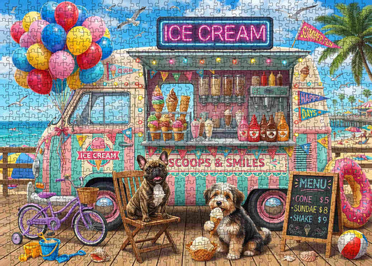 Beach Ice Cream Truck Summer Fun Jigsaw Puzzle