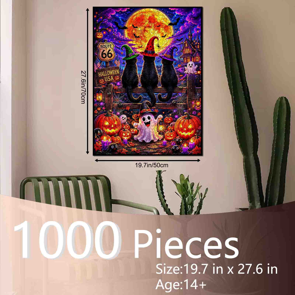 Black Cats Halloween Moonlight Jigsaw Puzzle