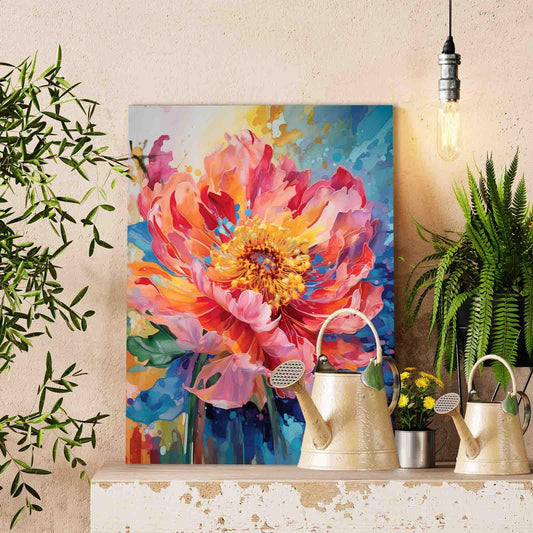 Blazing Coral Bloom Paint by Numbers