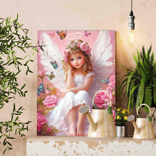 Blonde Angel with Butterflies Paint by Numbers
