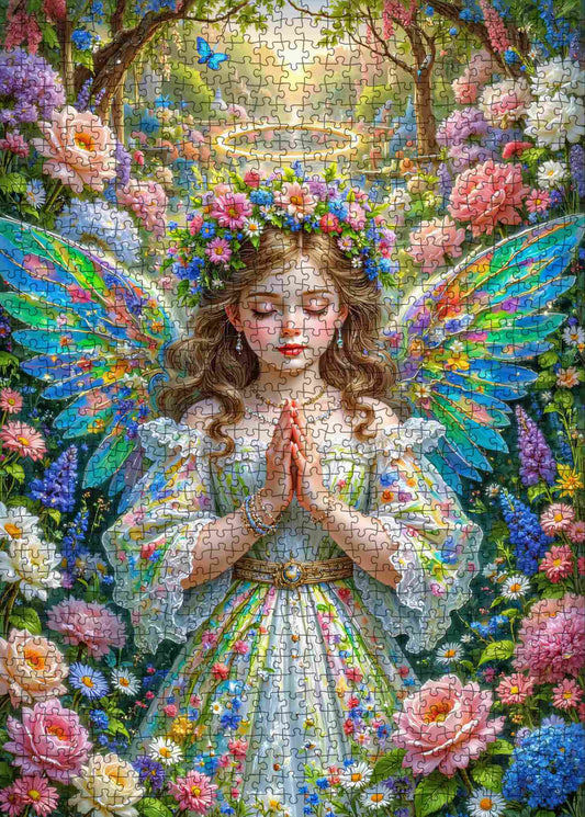 Blossom-Winged Fairy in Enchanted Garden Jigsaw Puzzle
