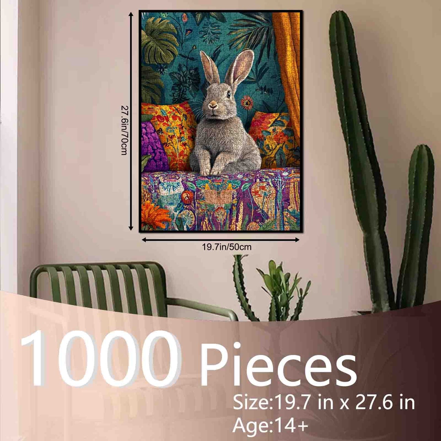 Boho Bunny on Vibrant Sofa Jigsaw Puzzle