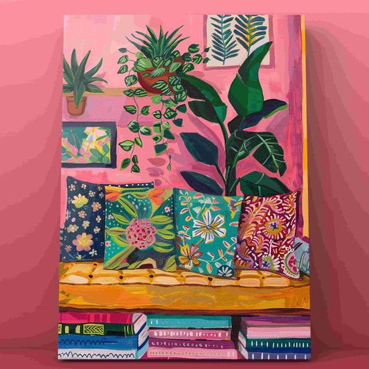 Cozy Corner with Plants and Pillows Paint by Numbers