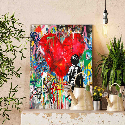 Boy with Heart Graffiti paint by numbers