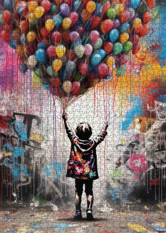 Boy with Colorful Balloons Jigsaw Puzzle