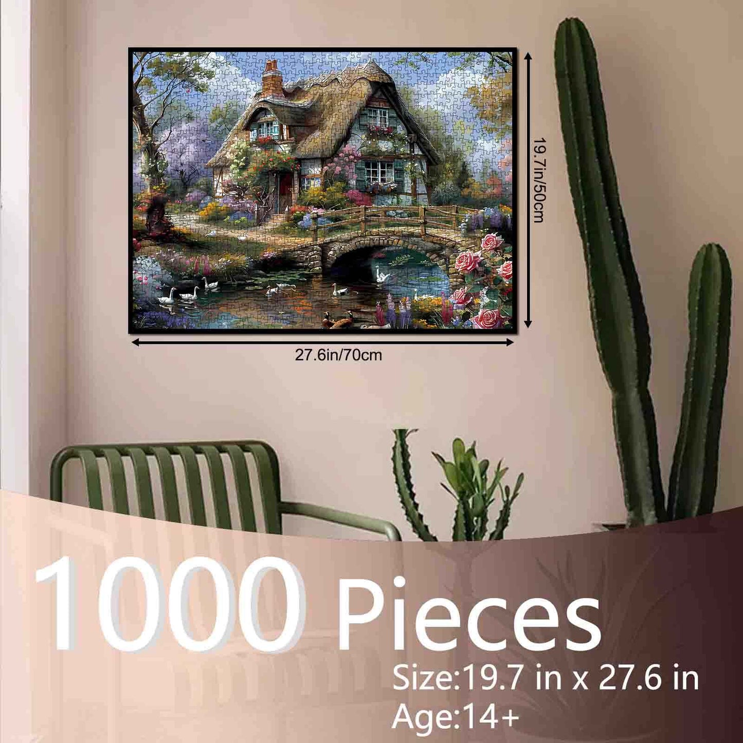 Bridgeside Vintage Thatched Cottage Jigsaw Puzzle